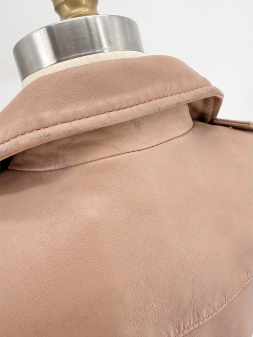 AllSaints Dalby Leather Biker Jacket in Blush Pink - Size US 4 - Picture 7 of 16